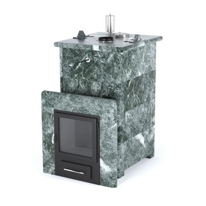 Газовая печь для бани ИзиСтим «Сочи» в кожухе из змеевика в Златоусте